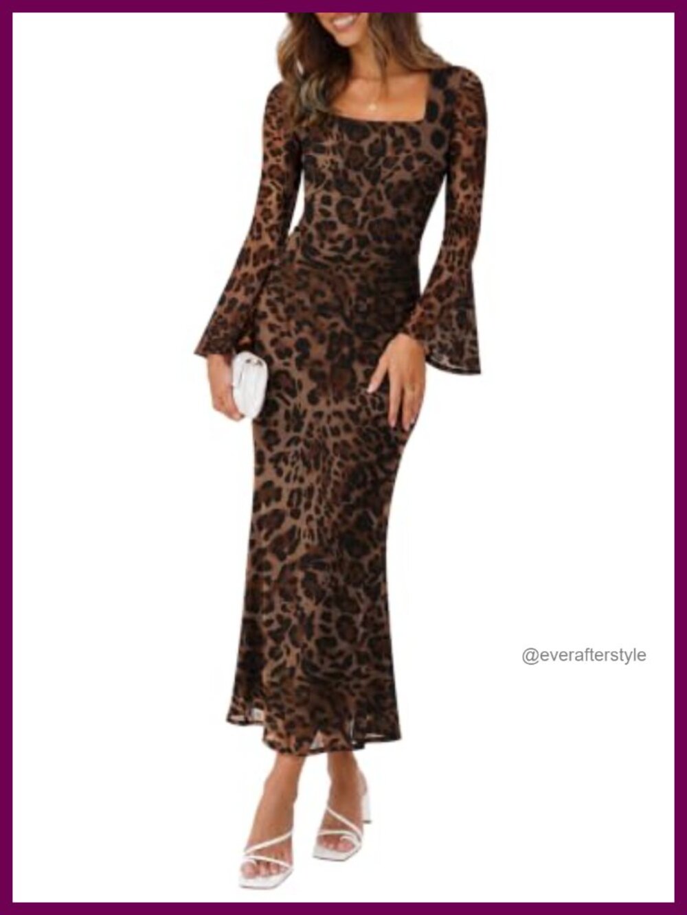 Sipaya Bodycon Maxi Dress Square Neck Long Sleeve Mesh Party Formal